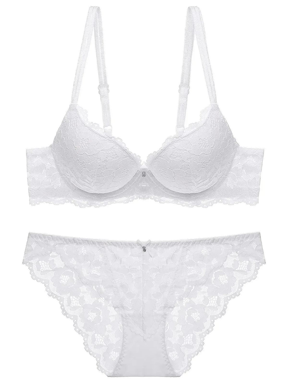 1 Set elegantes Dessous-Set aus Spitzenstickerei und atmungsaktivem Stoff: Push-up-BH, durchsichtiges Höschen mit tiefer Taille – ultimativer Valentinstag