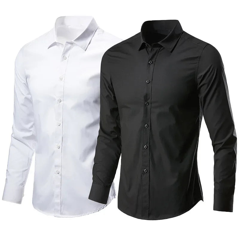 Herren-Langarm-Freizeithemd im koreanischen Stil, Business-formelles Slim-Fit-Hemd in weißer Farbe für Frühling und Herbst