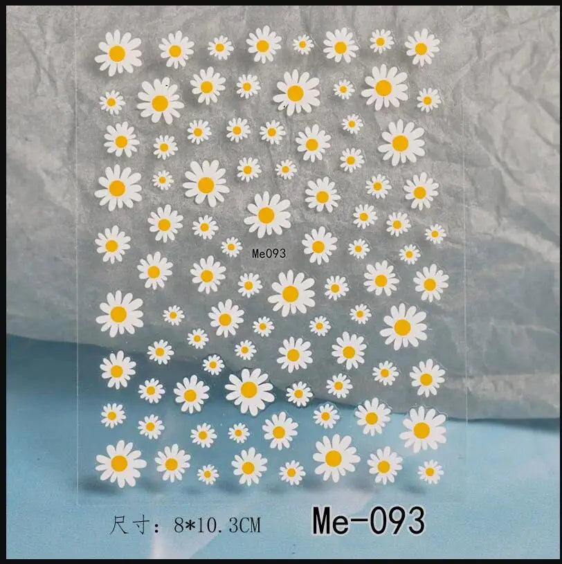 5d exquisite Gänseblümchen Nagel Aufkleber 1 Blatt bunte Blumen Nagel Aufkleber 8*10cm selbst klebende luxuriöse Gänseblümchen Nail Art Aufkleber Dekor 9 #