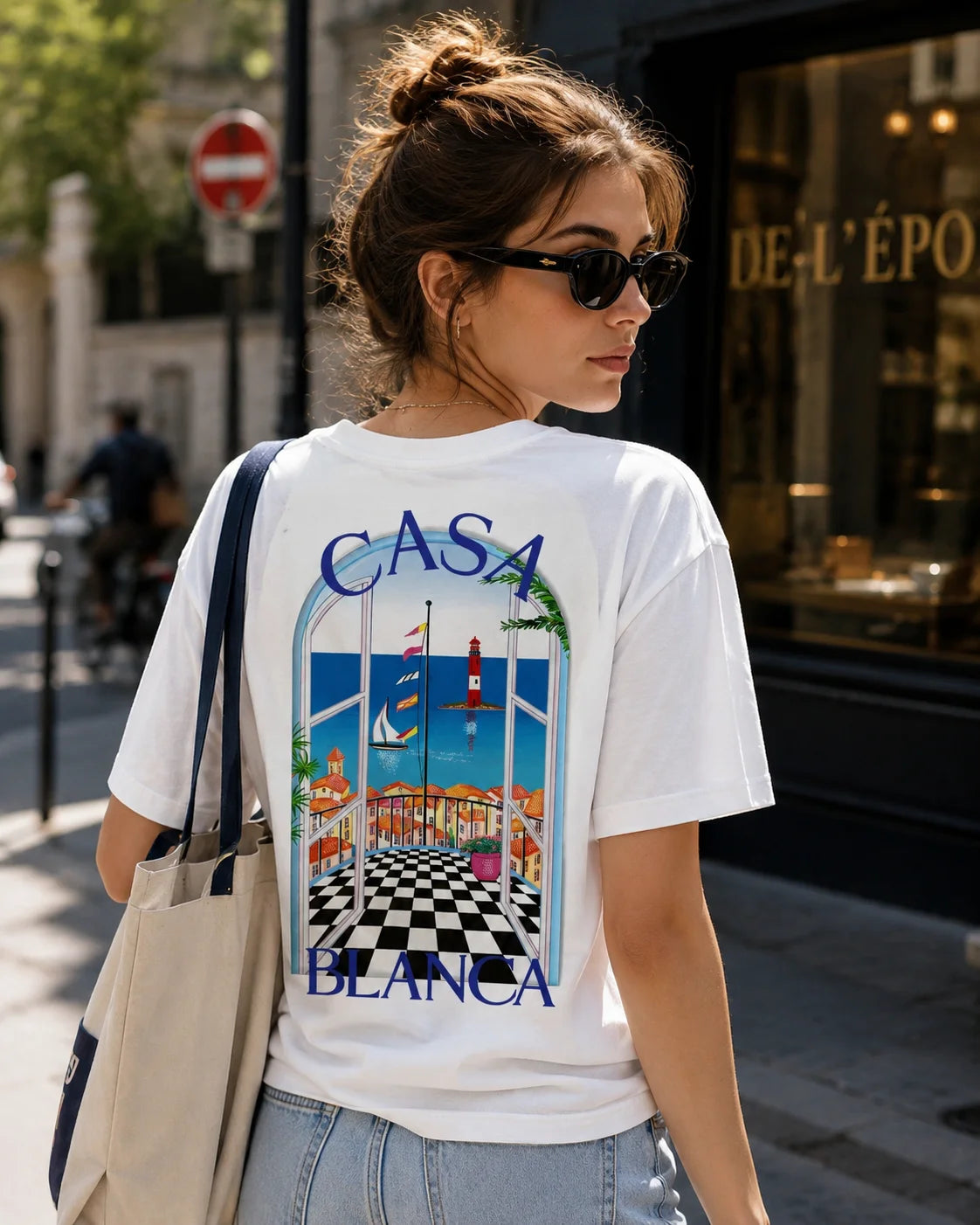 Casablanca Aesthetic Y2K Architectural Graphic Unisex Casual Rundhals Kurzarm Sommer Neutral Streetwear Y2K Kleidung ﻿