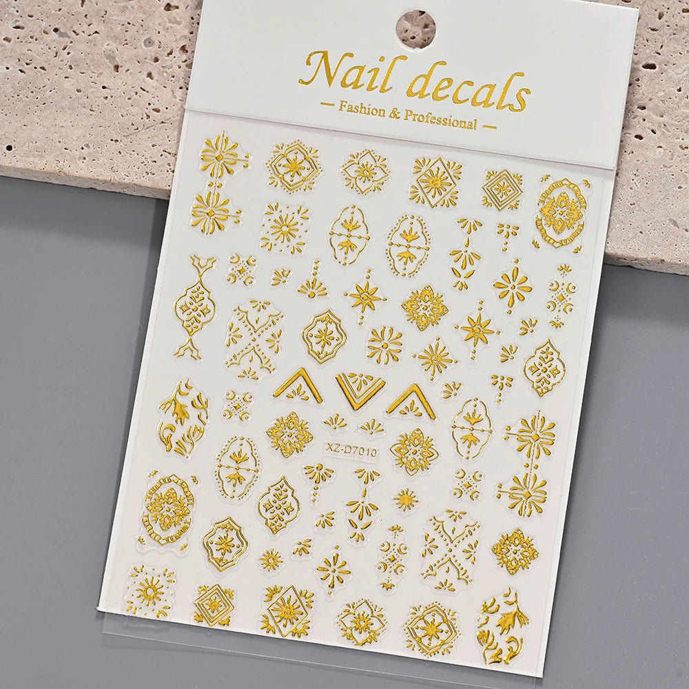 1 Stück 3D Bronzing Gold French Strips LinesNail Art Aufkleber Unregelmäßige Metall French Line Nagelaufkleber Selbstklebendes Nagelzubehör 4