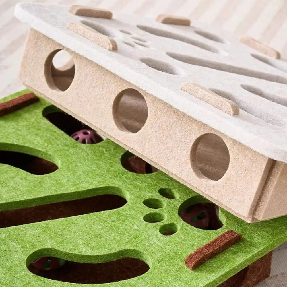 Katzenkratzbäume für den Innenbereich, Katzen-Puzzle-Spielzeug, Filz-Puzzle-Box, Katzen-Übungsspielzeug mit Ball, interaktives Indoor-Übungsspielzeug für Kätzchen