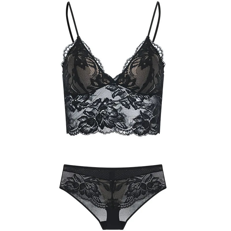 Französisches Damen-Dessous-Set aus dünner Spitze, trägerloser Triangel-BH, schlanker, unsichtbarer BH, perfekt für große Brüste, um sie kleiner zu lassen, für den Alltag, S-XL