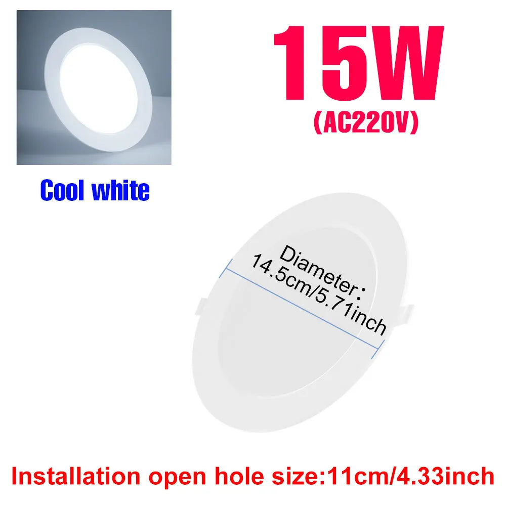 25W LED-Downlight, runde Deckenleuchte, AC220V, für Zuhause, Balkon, Foyer, Arbeitszimmer, Flur, sanfte Beleuchtung, kein Flimmern, kaltweiß