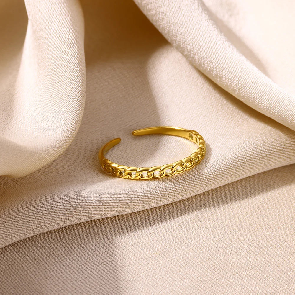 Minimalistische offene Schlangenringe aus Edelstahl, goldfarben, herzförmig, verstellbare Ringe, klassischer Partyschmuck, kostenloser Versand