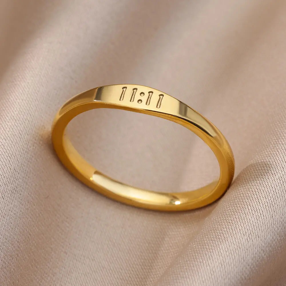 Glück 11:11 Engel Zahl Ringe für Frauen Edelstahl Finger Ring Vintage Hochzeit Ästhetischen Schmuck Geschenk anillos mujer