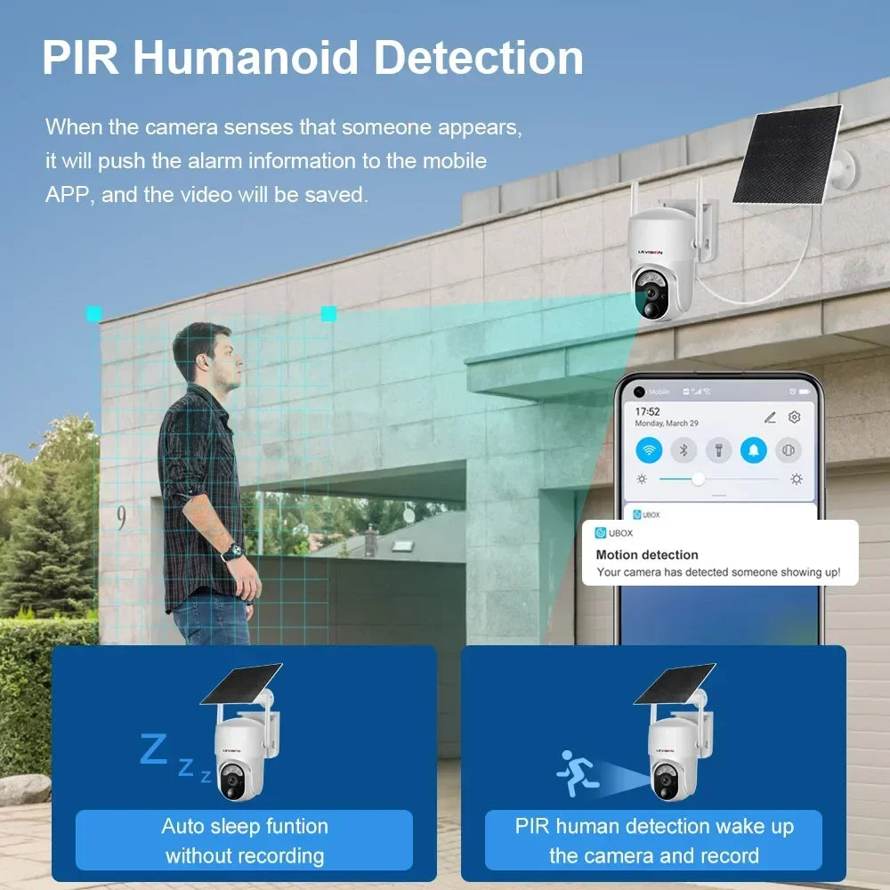 LS VISION 4 MP 4G Sim Solarkamera Wifi Outdoor Solar Überwachungskamera 360 °   Überwachung PIR Human Detect Eingebaute Batterie Ubox