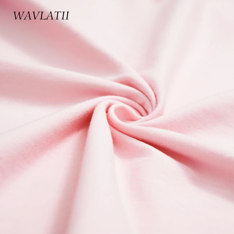 WAVLATII Damen-T-Shirts aus 100 % Baumwolle, Sommer-T-Shirts für Damen, Lavendel, Streetwear, bedruckte T-Shirts, grün, lässig, kurzärmelig, WT2328