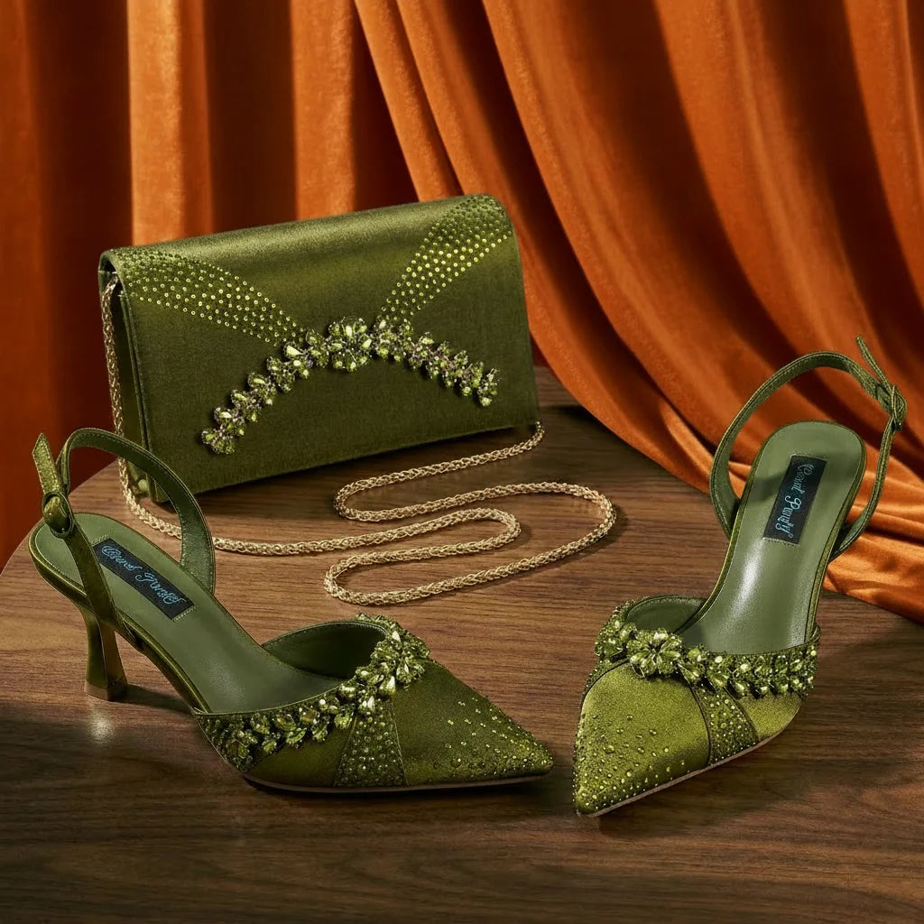 2026 Italienisch Inspirierte Kaffeefarbene Spitze High Heels mit Passender Handtasche SET KOMFORT INKLUSIVE Elegante Hochzeits- und Partyschuhe für Damen