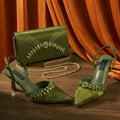 2026 Italienisch Inspirierte Kaffeefarbene Spitze High Heels mit Passender Handtasche SET KOMFORT INKLUSIVE Elegante Hochzeits- und Partyschuhe für Damen