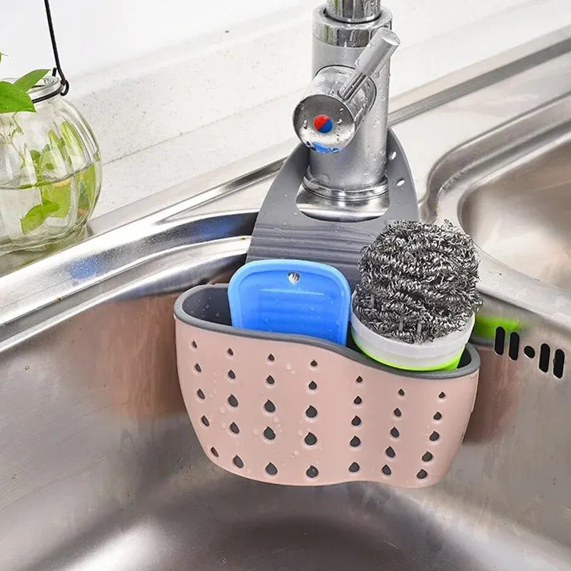 Hause Lagerung Ablauf Korb Küche Waschbecken Halter Einstellbare Seife Schwamm Shlf Hängen Ablauf Korb Tasche Küche Zubehör