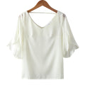 Sommer Damen Chiffon Bluse mit Lotusblatt-Ärmeln