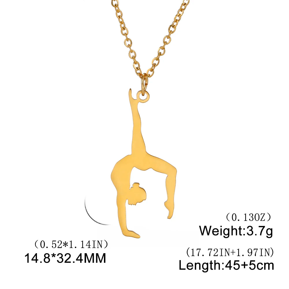Amaxer Edelstahl Sport Sportler Künstlerische Gymnastik Halskette Für Frauen Anhänger Halsband Team Schmuck Geschenk