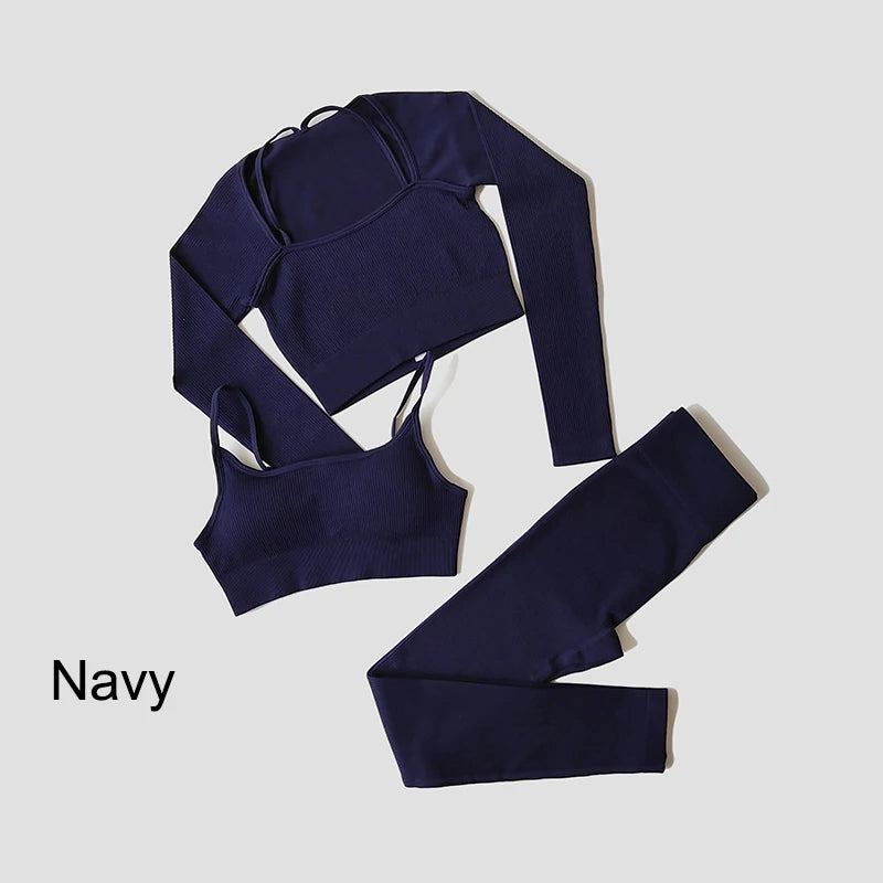 WAREBALL Nahtlose Workout Crop Top Sport Leggings Sexy Top Bh Yoga Outfits Für Frauen Sportswear Sportlich Tragen Gym Sets