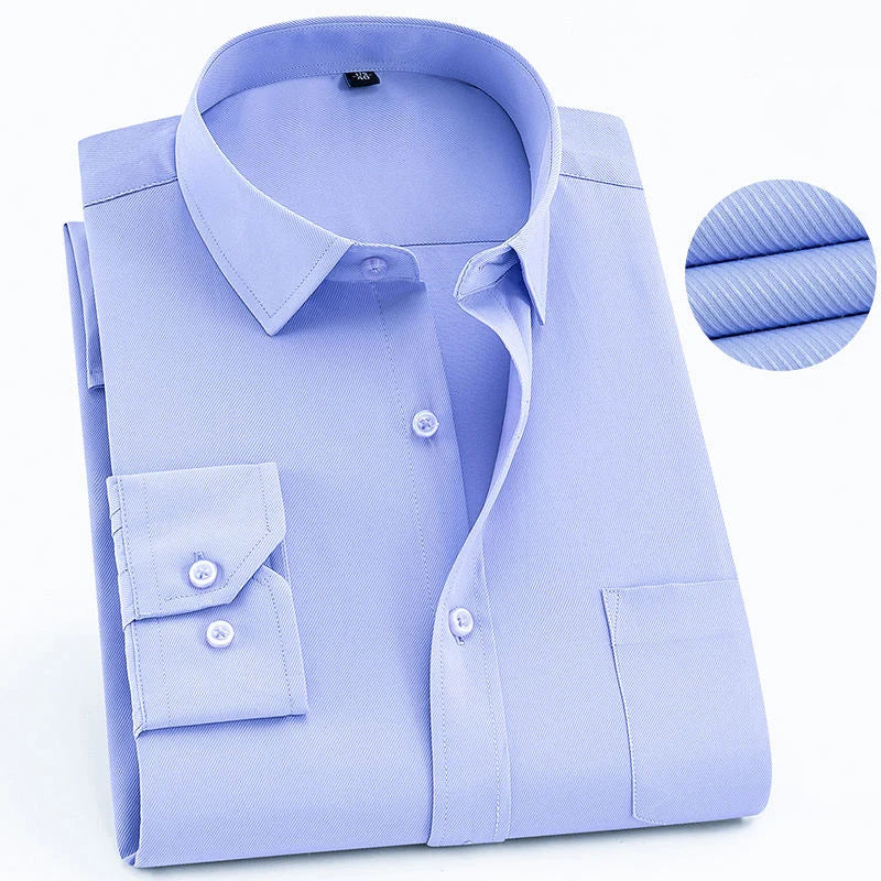 Top-Qualität Herren Business lässig Langarmhemd klassische gestreifte karierte männliche soziale Hemden für Mann lila blau