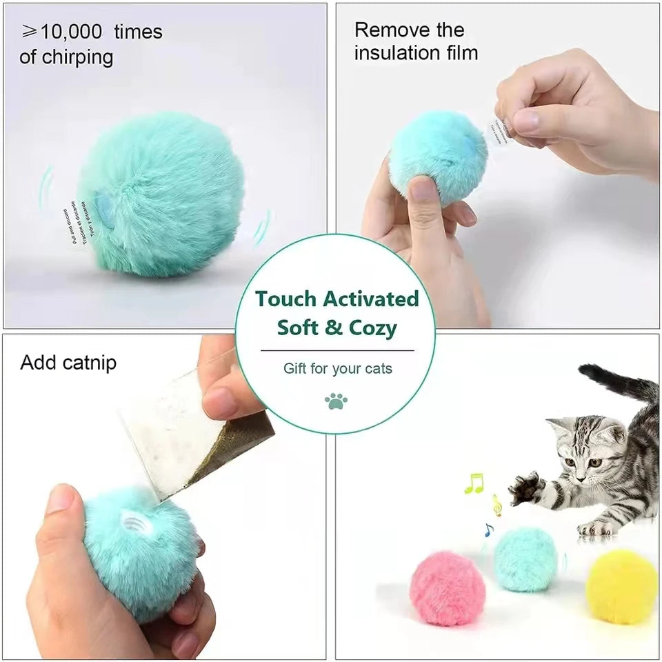 Smart Katze Spielzeug Interaktive Ball Plüsch Elektrische Katzenminze Training Spielzeug Kätzchen Touch Sounding Haustier Produkt Quietschen Spielzeug Ball Katze Supplie