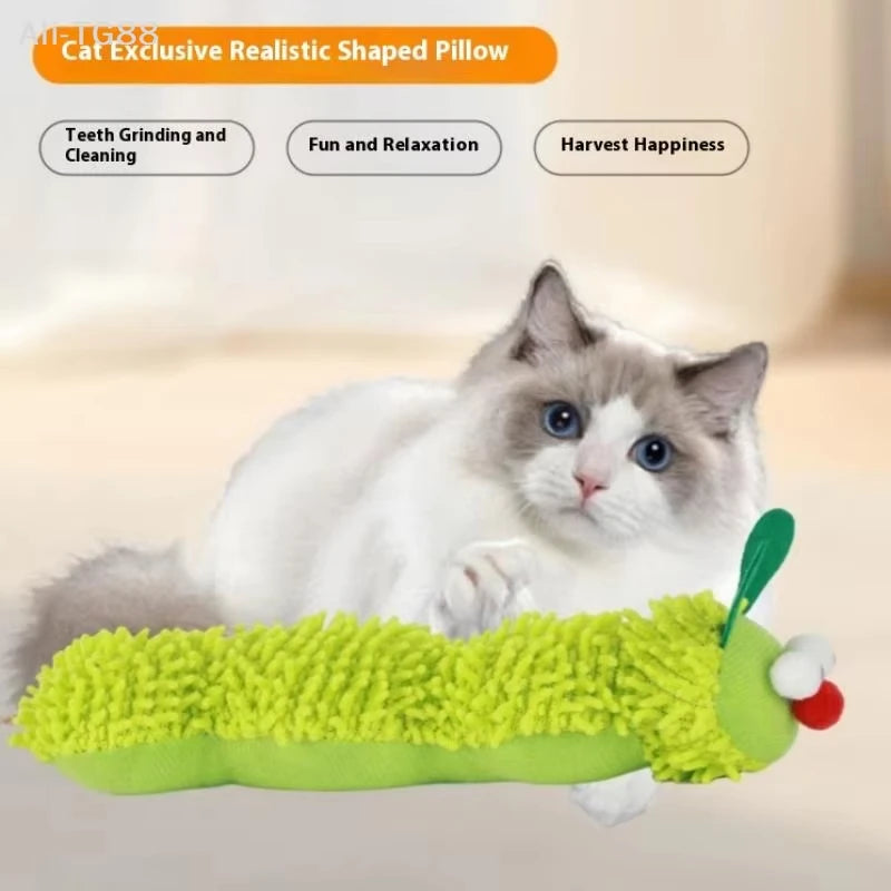 Interaktives Raupenförmiges Plüsch-Katzenspielzeug mit Katzenminze Lustiges Spielzeug für Kätzchen und Katzen zur Langeweile-Bekämpfung Neue Haustierzubehörartikel