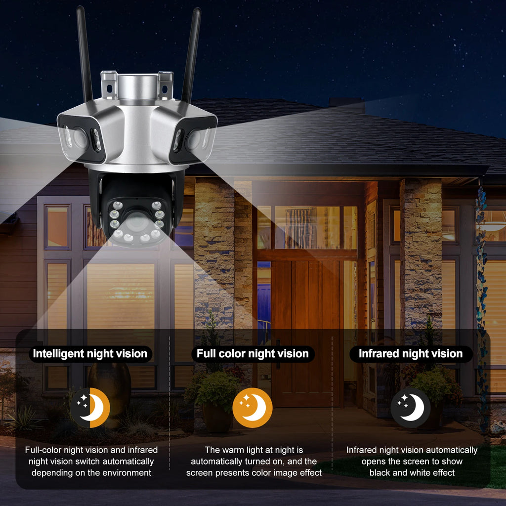 12mp 6k hd wifi ip kamera outdoor 3 objektiv 3 bildschirm ptz kamera auto tracking home security cctv überwachung 8mp cam