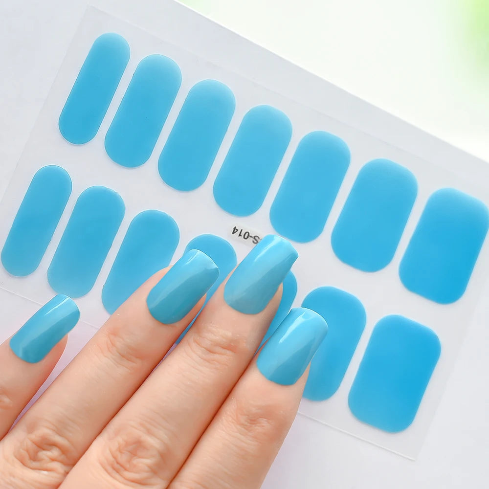 14 Tipps Full Wrap Nagellack Aufkleber Selbstklebende einfarbige Gel-Nagelstreifen Kunst Aufkleber Nicht halbgehärtete DIY Nageldekorationen