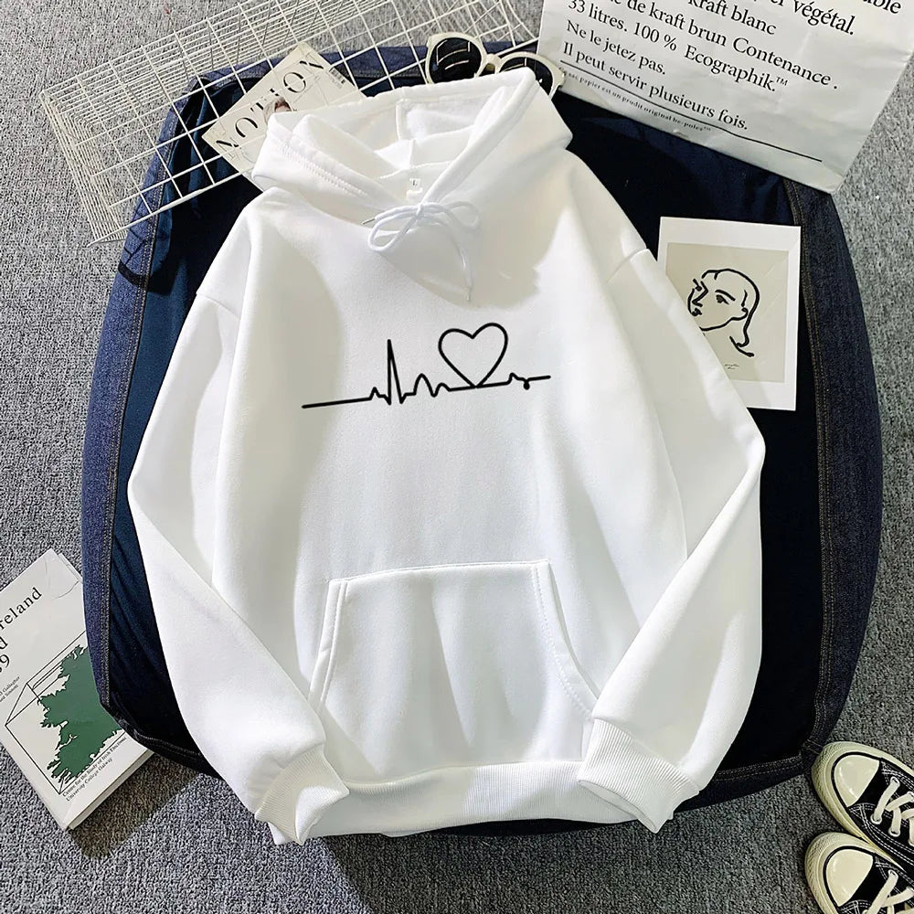 Frauen Casual Drucken Lose Hoodies Frühling Langarm Mit Kapuze Sweatshirt Harajuku Einfache Tops Faul Stil Pullover 2023 Streetwear