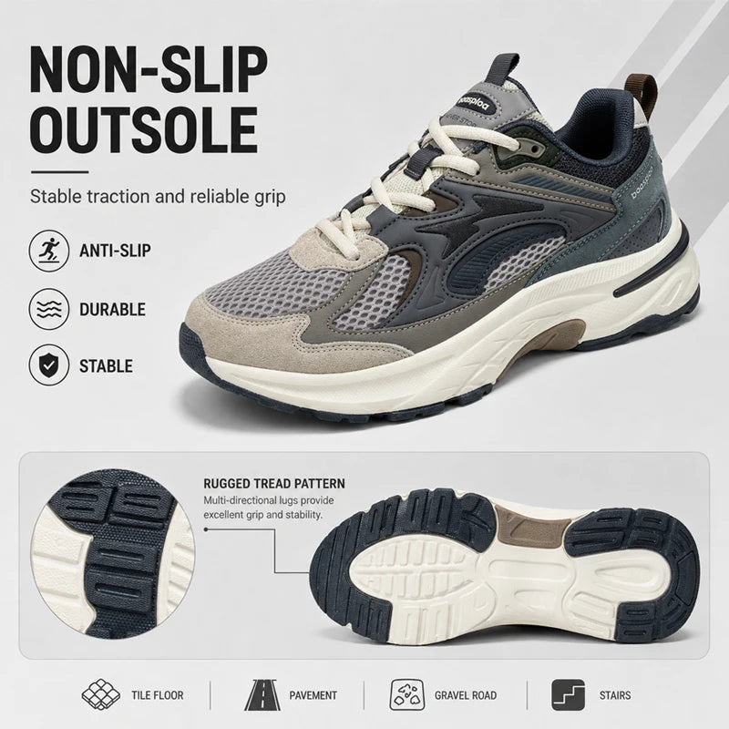 Baasploa Herren-Freizeitsneaker, leichte Sporttrainer, atmungsaktive Mesh-Wanderschuhe, modische, bequeme Schuhe für den täglichen Gebrauch