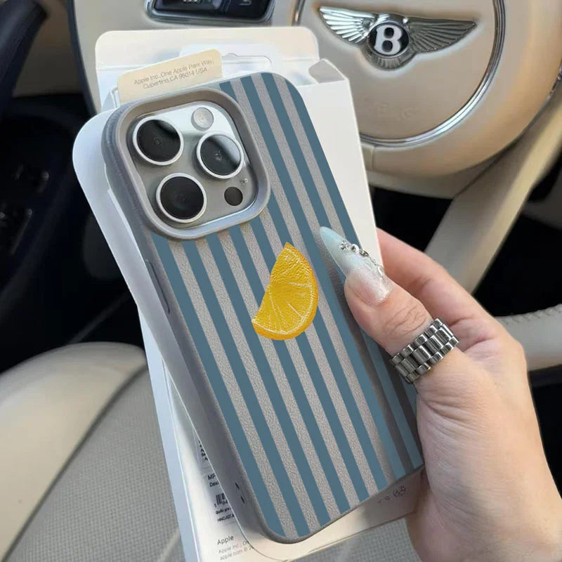 Für iPhone 17 16 15 14 13 12 11 Pro Max Hülle Blau gestreift Zitronenfrisches Muster Cover für iPhone XS X XR 16 Plus 16e Soft Funda