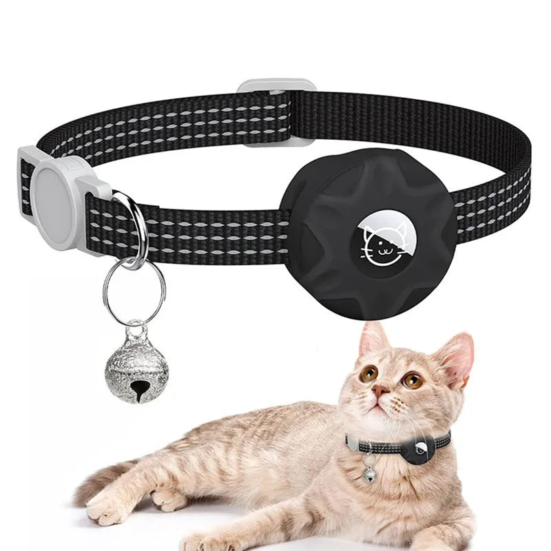 Airtag Katzenhalsband Positionierung Tracker Silikonhülle Dreidraht Reflektierende Tasche Glocke Hund Haustier