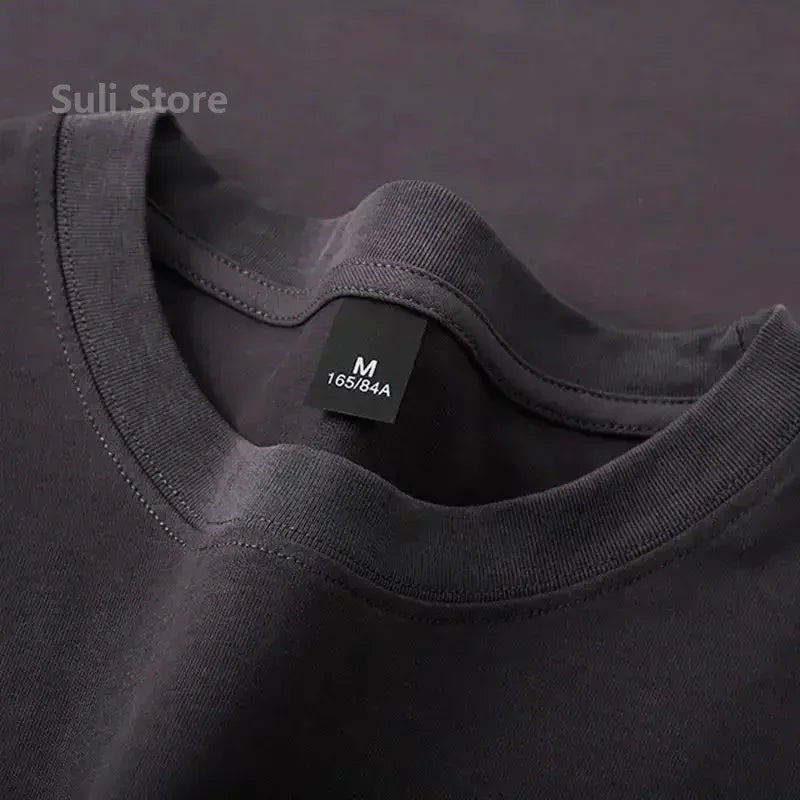 600 g robustes Baumwoll-Kurzarm-T-Shirt für Herren, modisches, verdicktes Kurzarm-T-Shirt aus reiner Baumwolle mit halben Ärmeln