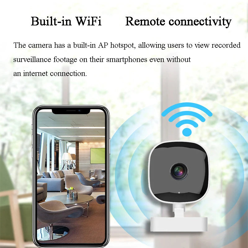Intelligente drahtlose Full-HD-Kamera, Weitwinkel-Bewegungserkennung und Rekorder, Audio-Video für Nachtsicht, Heimsicherheit, Mikro-Camcorder