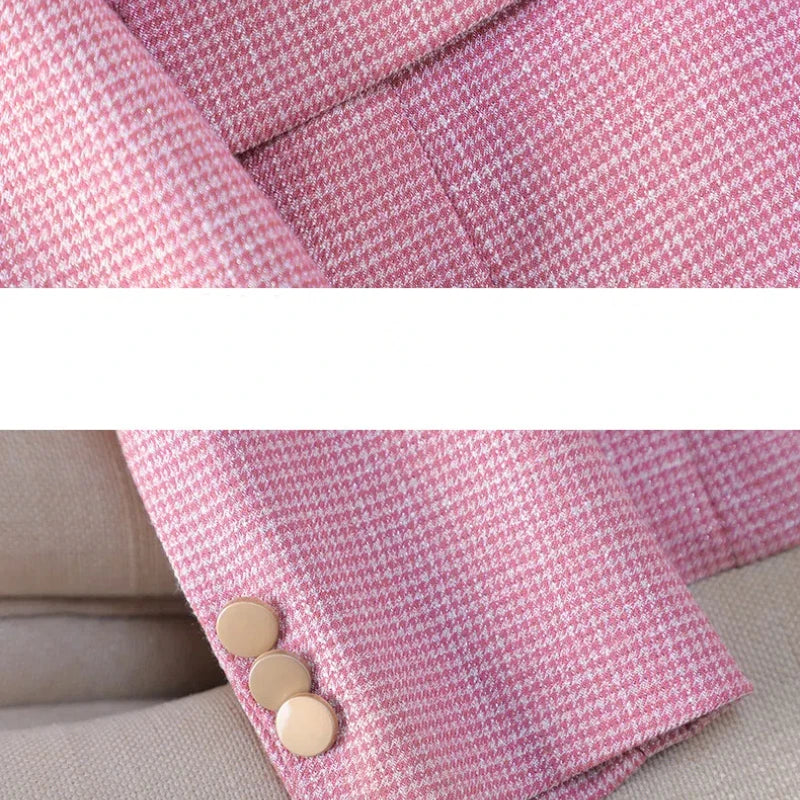 Luxus Kleine Frauen Rosa Blazer Damen Professionelle Anzug Frauen Temperament Anzug Mode Interview Formale Hose Anzüge