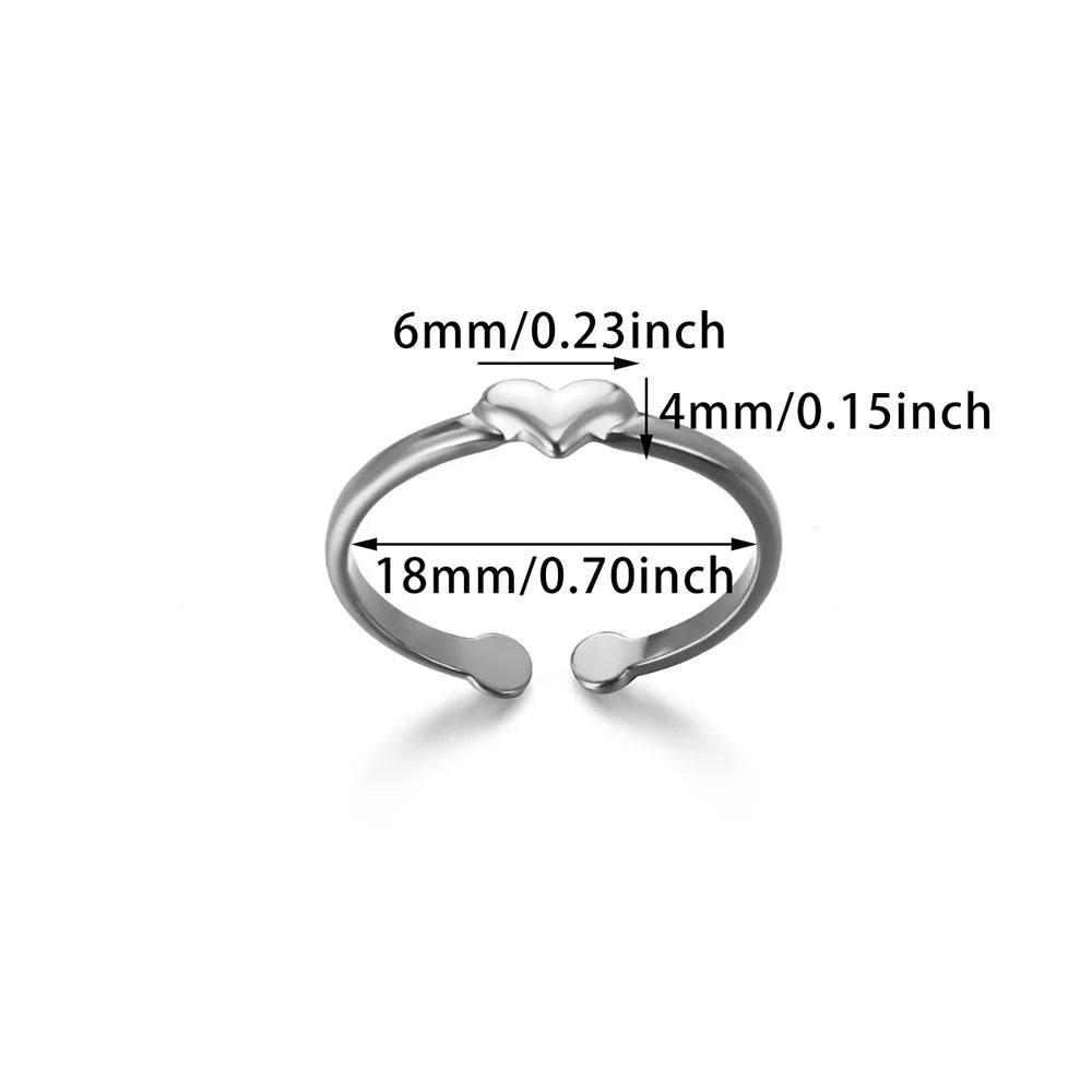 Minimalistische offene Schlangenringe aus Edelstahl, goldfarben, herzförmig, verstellbare Ringe, klassischer Partyschmuck, kostenloser Versand