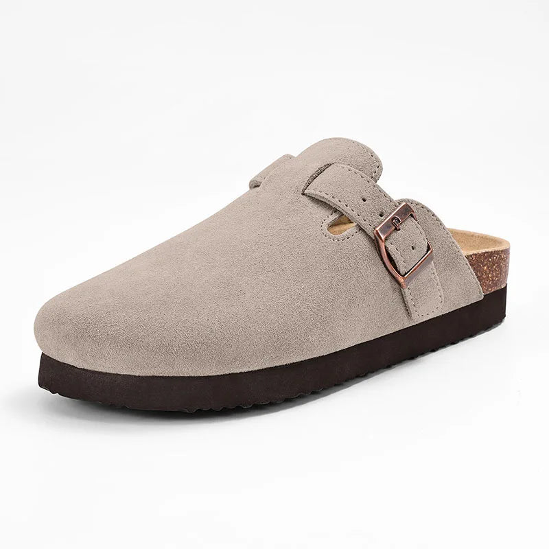 Shevalues Herren-Wildleder-Clogs, weiche Leder-Pantoletten, Herren, neue Sommer-Männer-Kork-Sandalen, bequeme Slip-On-Unisex-Clogs mit Fußgewölbeunterstützung