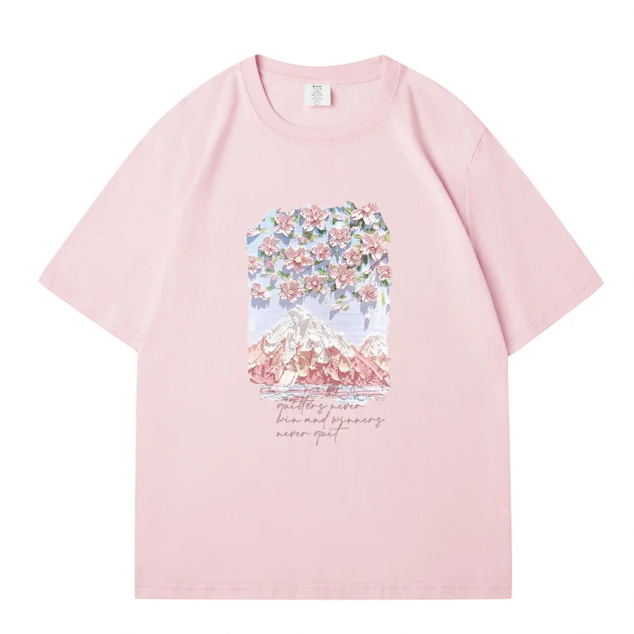 WAVLATII Damen-T-Shirts aus 100 % Baumwolle, Sommer-T-Shirts für Damen, Lavendel, Streetwear, bedruckte T-Shirts, grün, lässig, kurzärmelig, WT2328