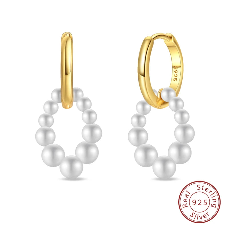 Luxus Goldene Muschel Seestern Perle Ohr Studs 925 Silber Schmetterling Herzförmige Anhänger Perle Ohrringe Für Frauen Partei Schmuck