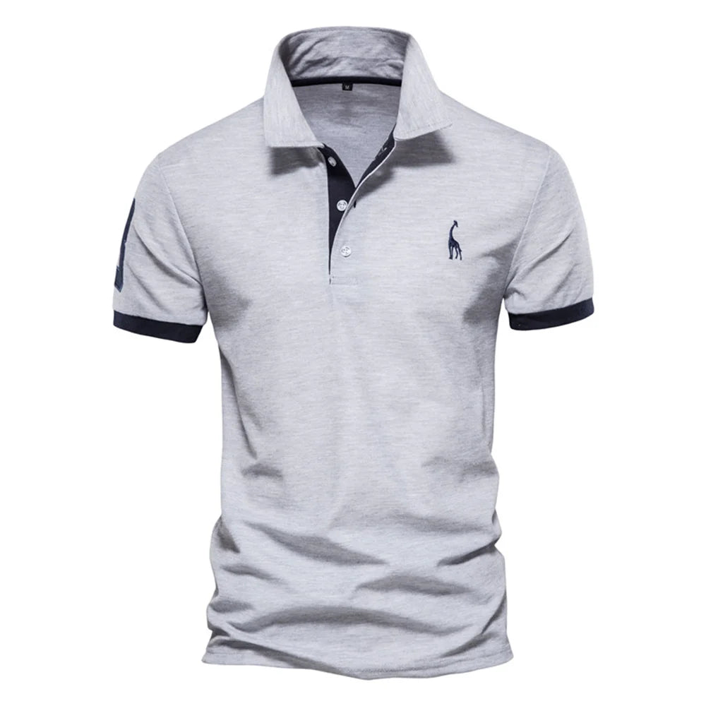 Dropshipping Polo Giraffe Hemd Männer Qualität Stickerei Sommer Kurzarm Polo Casual Business Social Herren Polos BR Größe