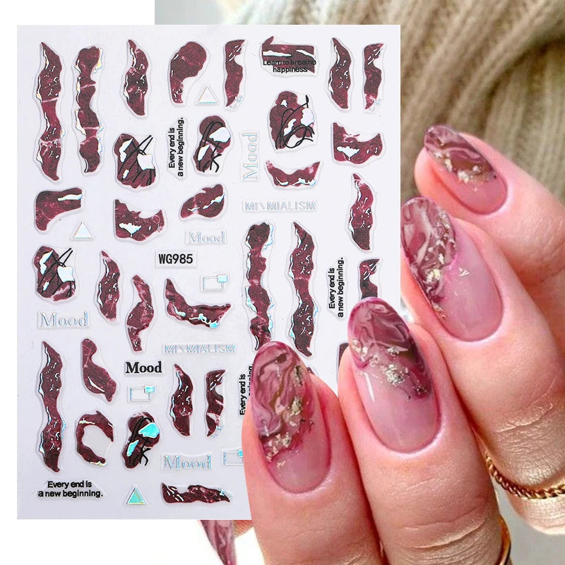1PCS Schwarz Weiß Schmetterling Laser Nagel Aufkleber Y2K Nail art Dekoration Abstrakte Linien Bronzing Blumen Aufkleber Für Nägel