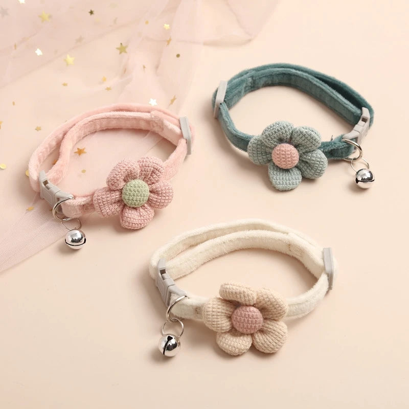 Katze Glocke Kragen bunte verstellbare Schweiß niedlichen Cartoon Haustier Halsband Sonne Blume Fliege weichen Polyester kleinen Hund Katze Halskette