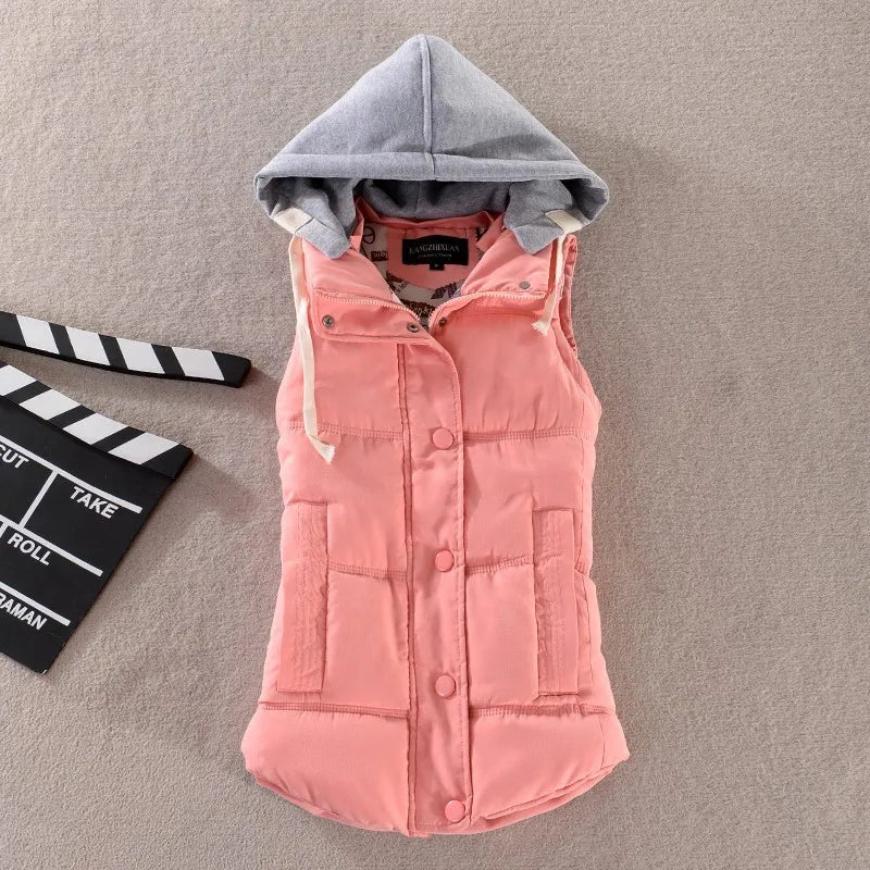 Plus Größe 6XL Damen Daunenweste mit Kapuze, warm, Herbst und Winter, dick, übergroß, abnehmbare Weste für Damen