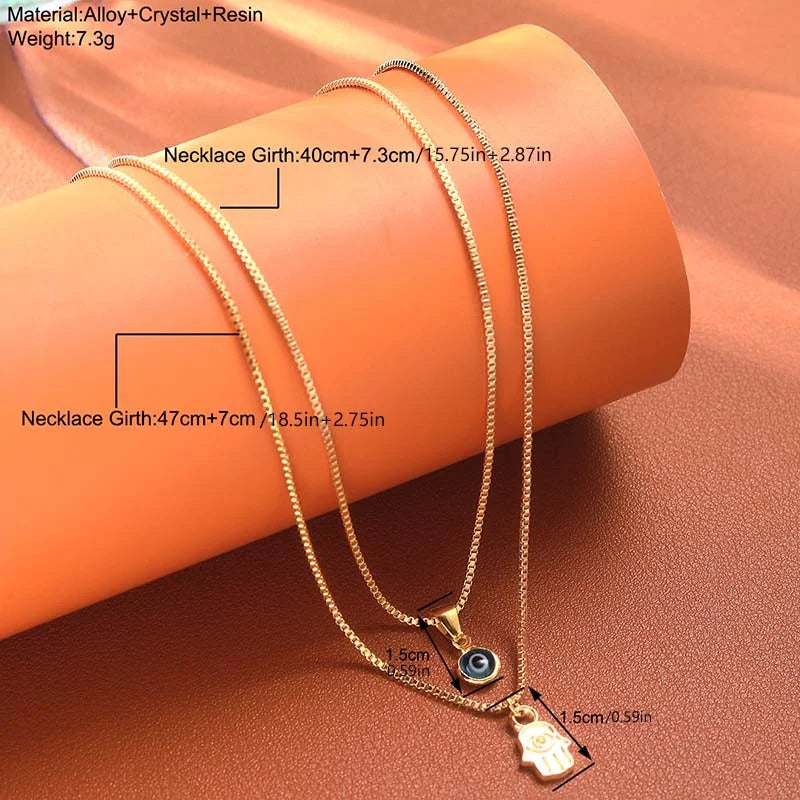 Glücksbringer Doppelschichtige Zirkon Böser Blick Halsketten für Damen und Herren Türkisches Auge Anhänger Halskette Party Schmuck Geschenk