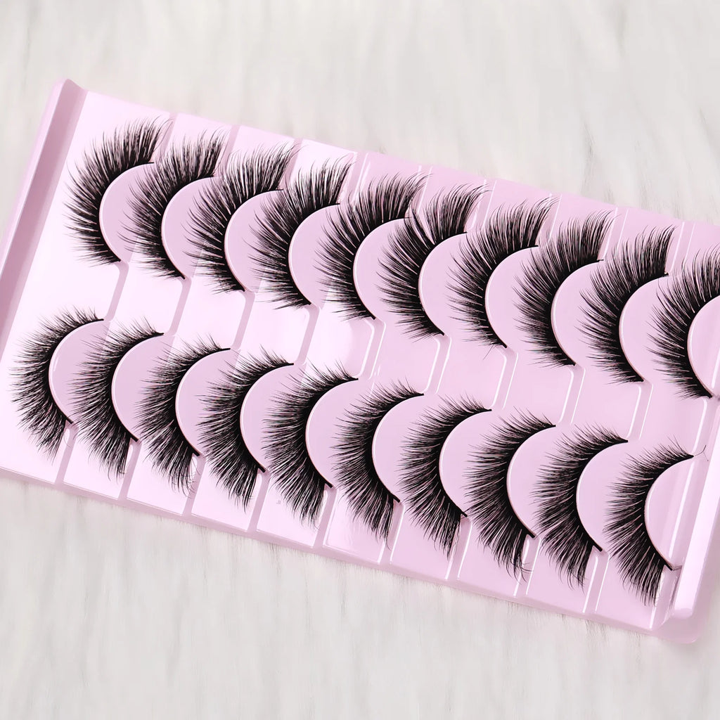 10 Paar C-Curl Fox Eyes Künstliche Wimpern - Weiche Faux-Nerz Wiederverwendbar, Langanhaltend Einfach Anzuwenden, Perfekt für Party/Tägliches Make-up