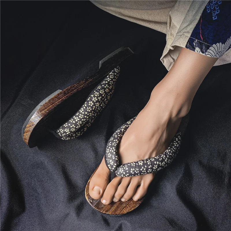 Herren-Slipper, 2022, neue japanische Fischgräten-Hausschuhe, Holz-Clogs, Geta-Flip-Flops, rutschfest, im Sommer, Cos-Schuhe
