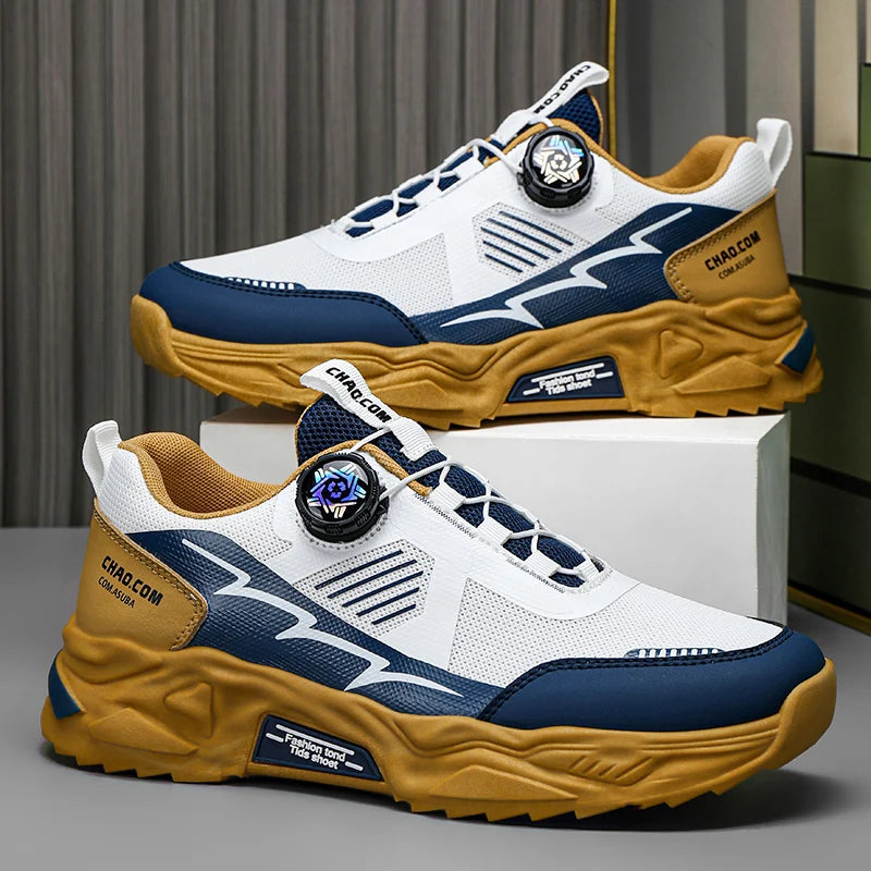 Koreanische atmungsaktive Freizeitsportschuhe für Herren, vier Jahreszeiten, neue weiche Sohle, rotierende Schnürsenkel, Outdoor-Laufschuhe, Studenten-Turnschuhe