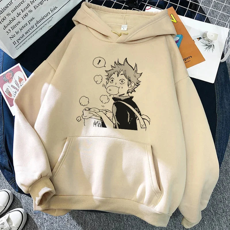 90er Jahre japanische Anime Haikyuu Hoodies Frauen lustige Karasuno Fly High Grafik Streetwear Winter warme Mode männliche Sweatshirts Unisex
