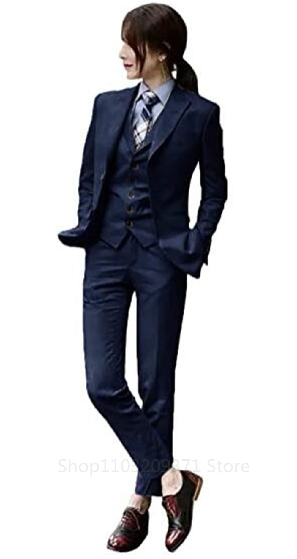 Königsblau 3 Stück Frauen Anzüge Mode Blazer Set Hochzeit Smoking Party tragen Business Casual Hosen anzüge formelle Frauen Anzüge Büro