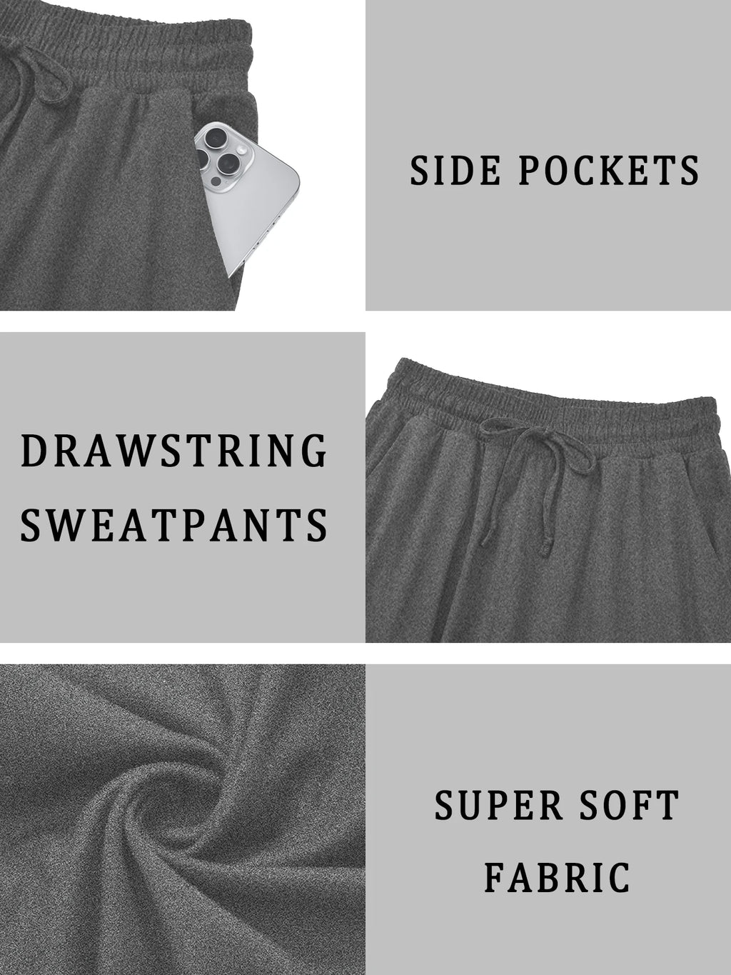 Damen Capri Yoga-Hose, locker geschnitten, weich, mit Kordelzug, Trainingshose, lässige Loungehose mit Taschen
