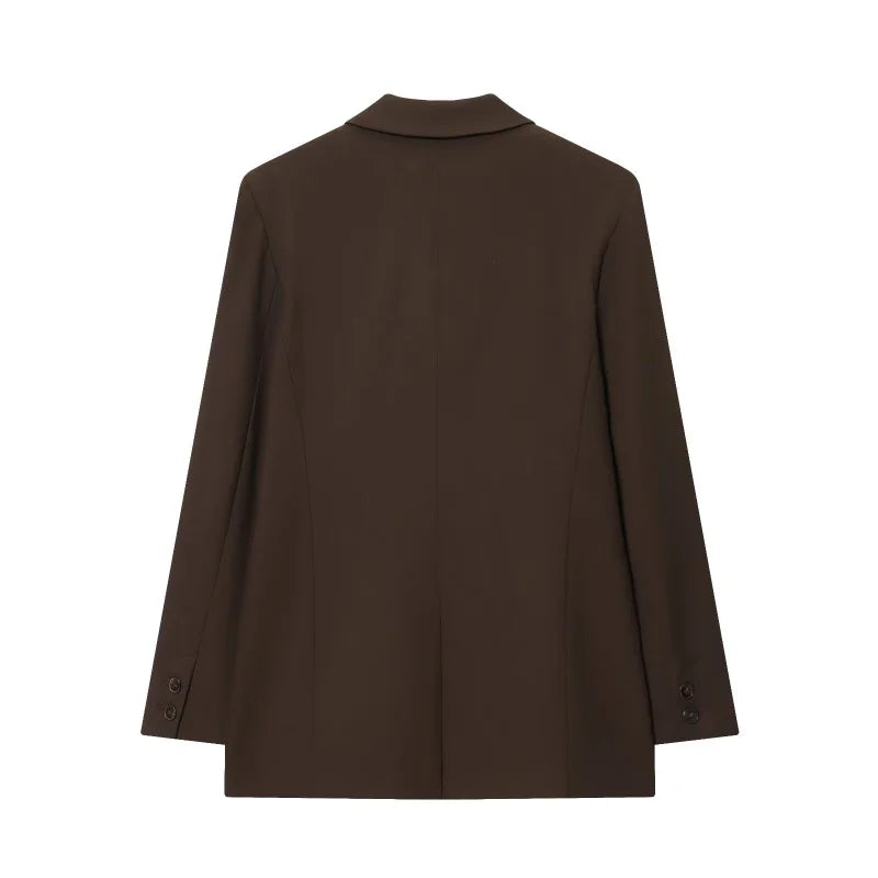 ETJ 2025, neue Mode für Damen, alle mit zweireihiger Maillard-Anzugjacke mit Schulterpolstern und passender Anzughose