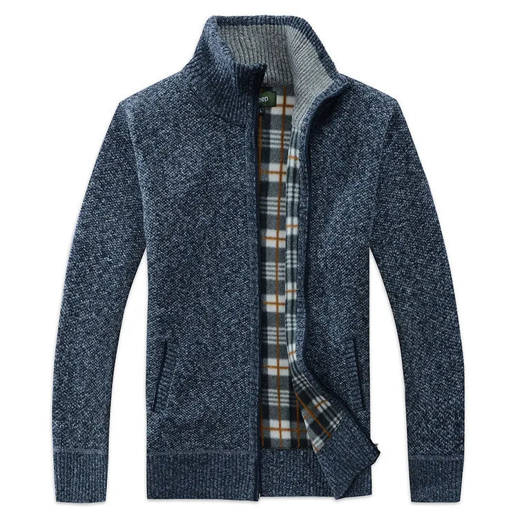 Männer Plaid Strickjacke V-ausschnitt Fleece Pullover männer Herbst Kleidung Klassische Strickjacken Jacke Taste Herren Stricken Outwear