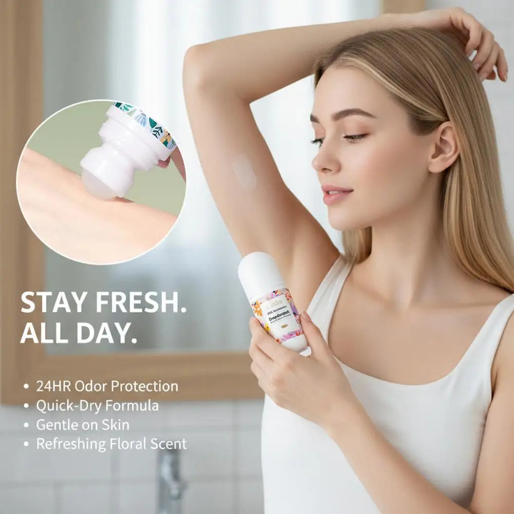    SADOER Deodorant Romantischer Rosenduft Roll-On Aroma Körperdeo Blaue Windspiele Rosa Schnelltrocknendes Antitranspirant 1/2/3 Stück