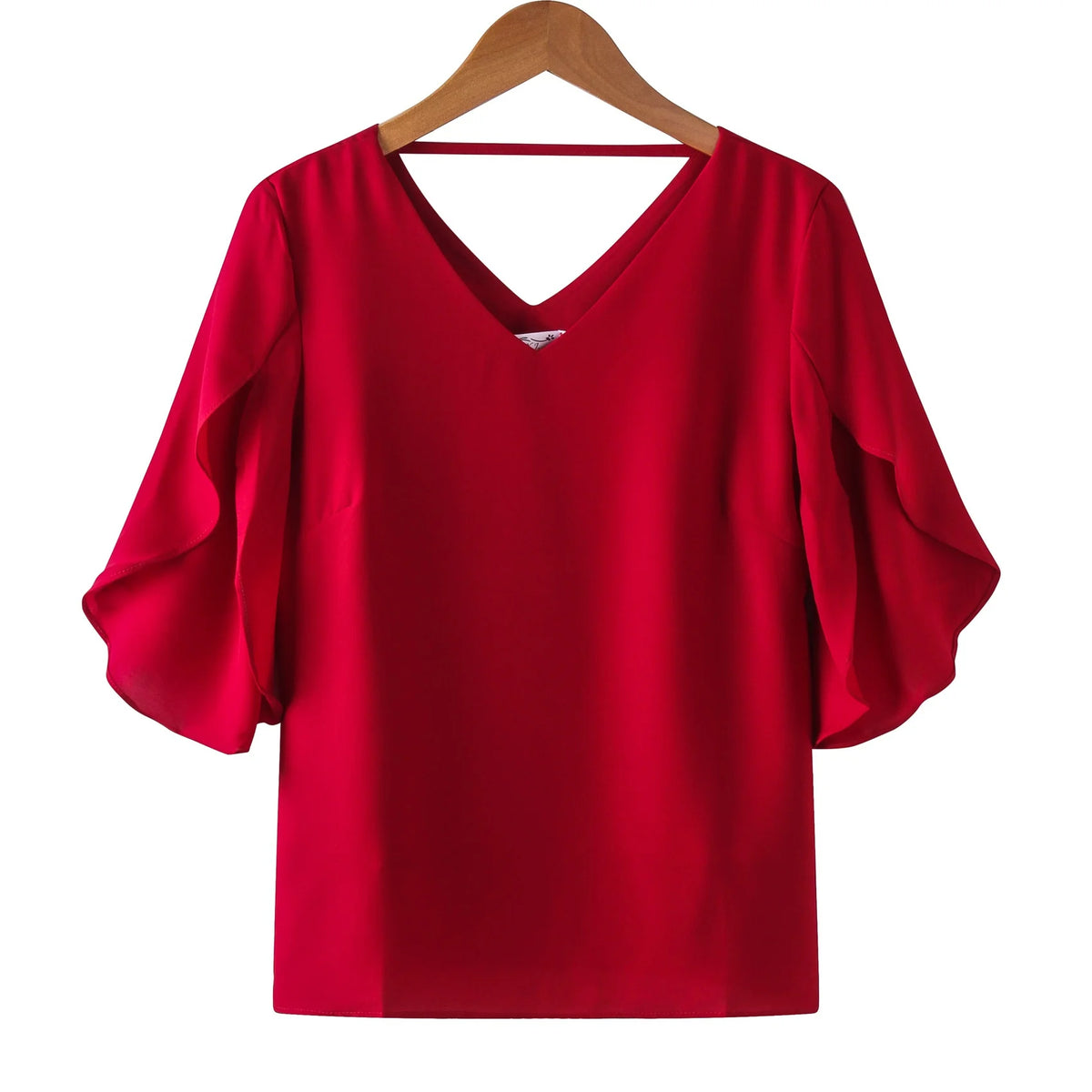 Frauen Chiffon Kurzarmhemd sexy V-Ausschnitt lose gekräuselte Chiffon Bluse.