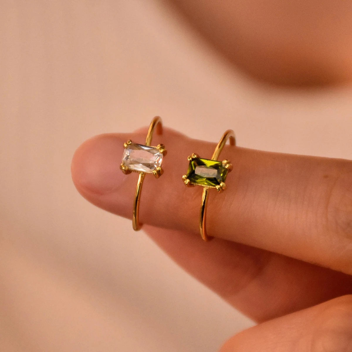 Edelstahl-Geburtsstein-Ringe für Frauen, goldfarben, Zirkon-Geburtsstein-Öffnungsring, minimalistischer Weihnachts- und Geburtstagsschmuck, Geschenk